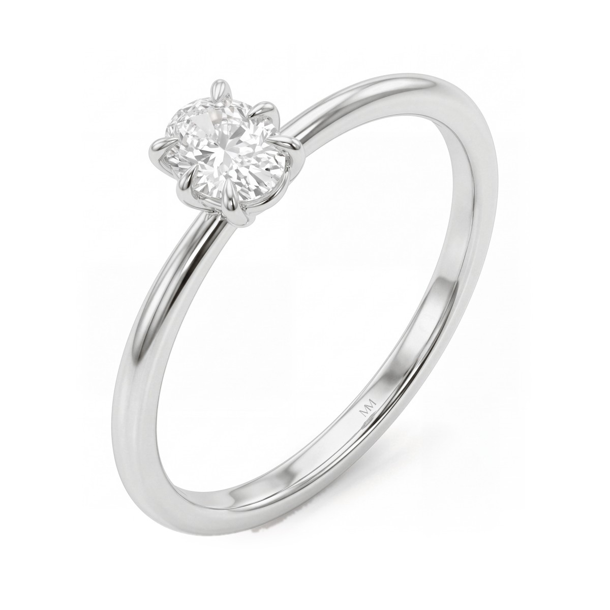 Mignon - Inel solitaire cu moissanit oval și șase gheare