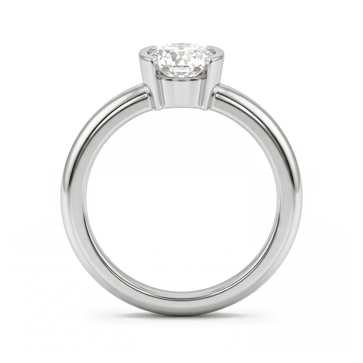 Demi - Inel solitaire semi-bezel cu moissanit rotund