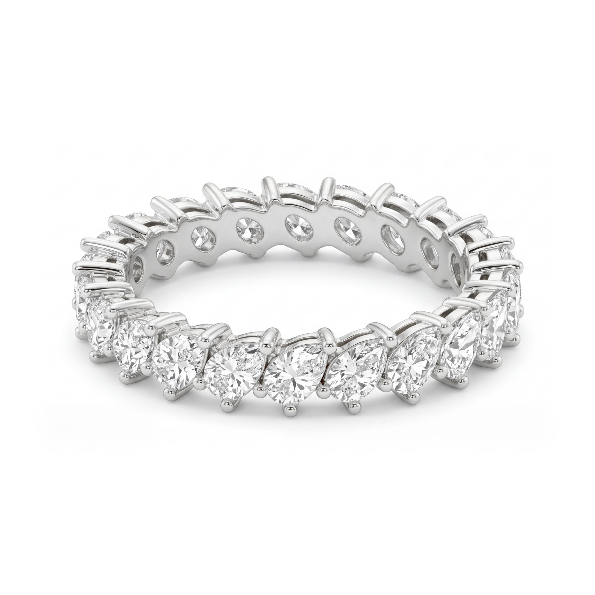 Laurel - Inel eternity complet cu moissanite cu tăietură pară dispuse înclinat