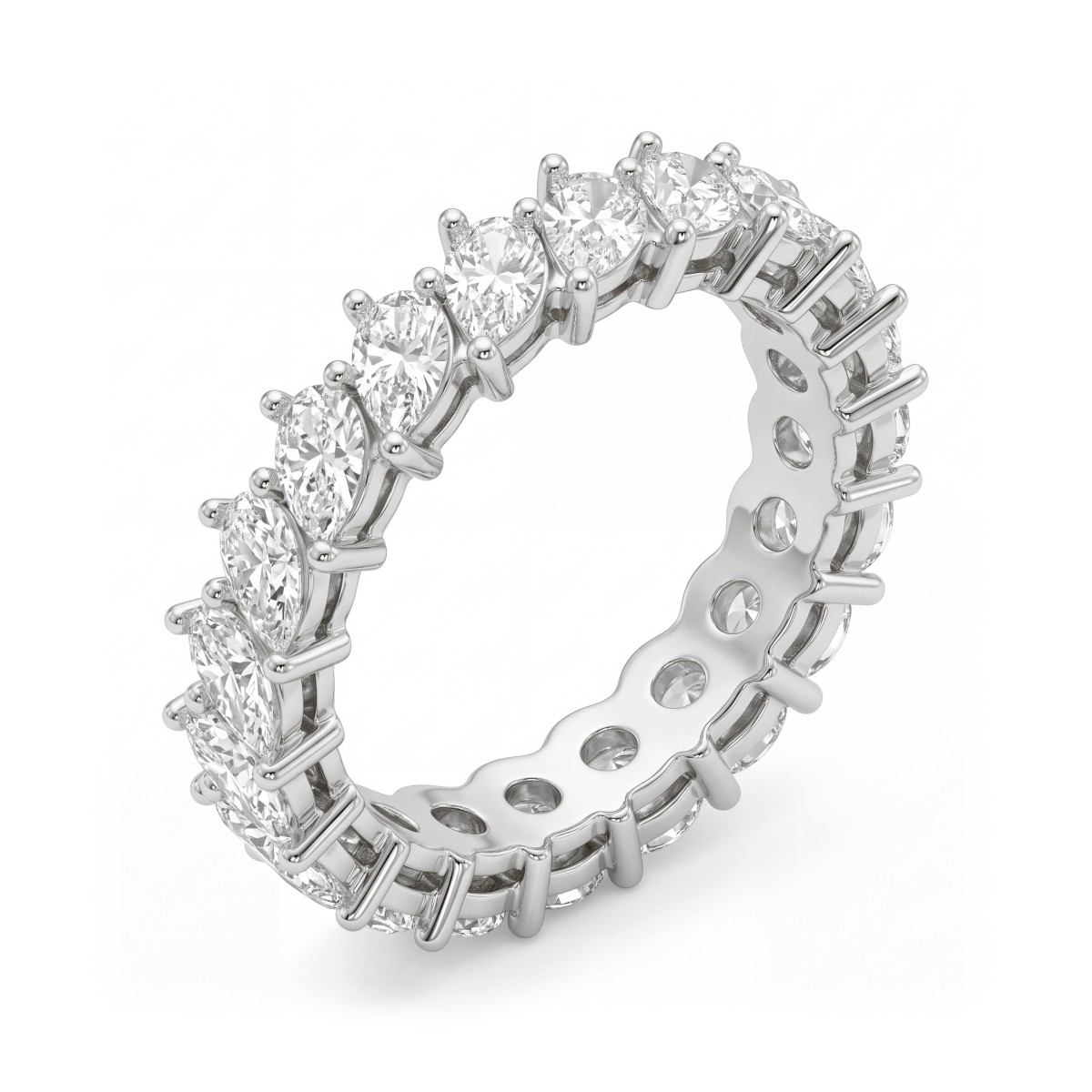 Laurel - Inel eternity complet cu moissanite cu tăietură pară dispuse înclinat