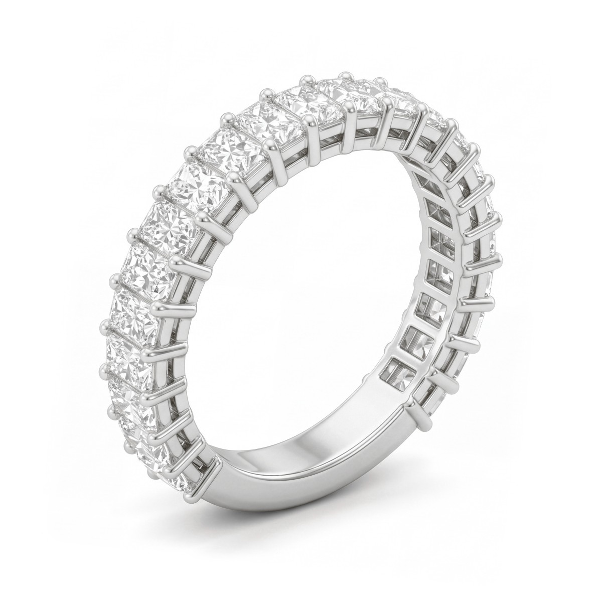 Radiline - Bandă de eternitate pe trei sferturi cu moissanite cu tăietură radiant