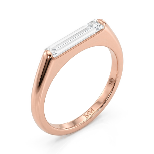 Aurelia - Inel solitaire cu moissanit cu tăietură baghetă