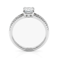Emelise - Inel cu moissanit cu tăietură emerald, șină despicată și pietre laterale