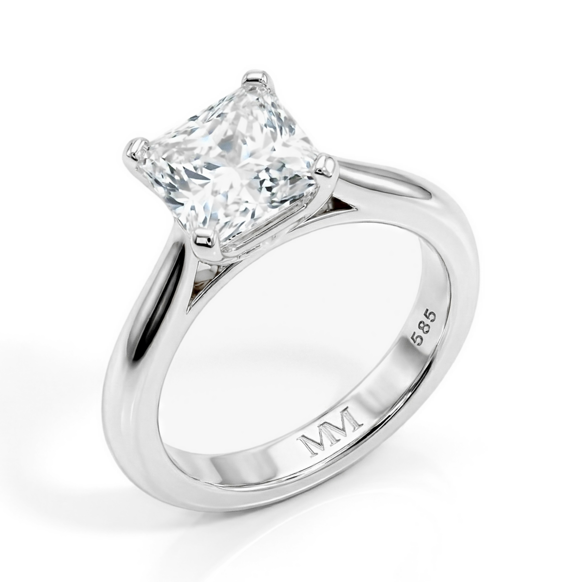 Iris - Inel solitaire cu moissanit princess | My Moissanite