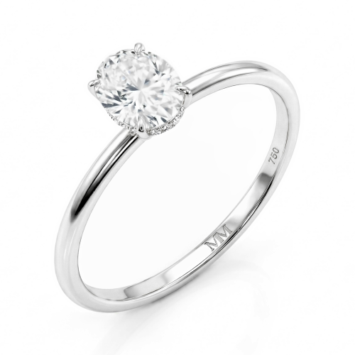 Mystique - Inel solitaire cu moissanit cu tăietură ovală și halo ascuns | wedfit