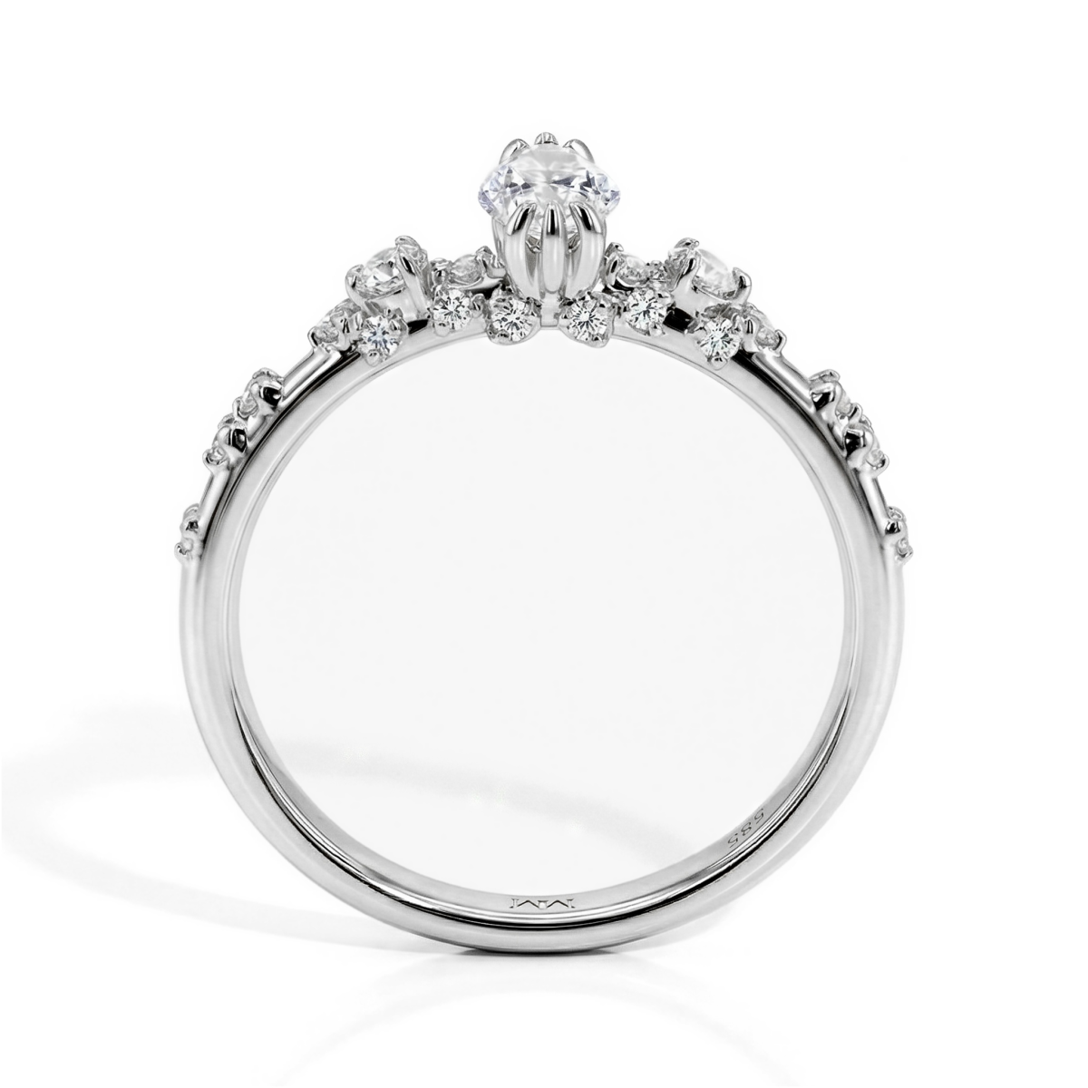 Elegante - Inel cu moissanit cu tăietură marquise și pietre laterale minimaliste de inspirație vintage