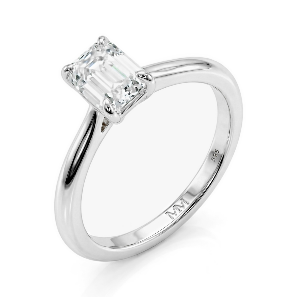 Elysium - Inel solitaire cu moissanit cu tăietură emerald | My Moissanite