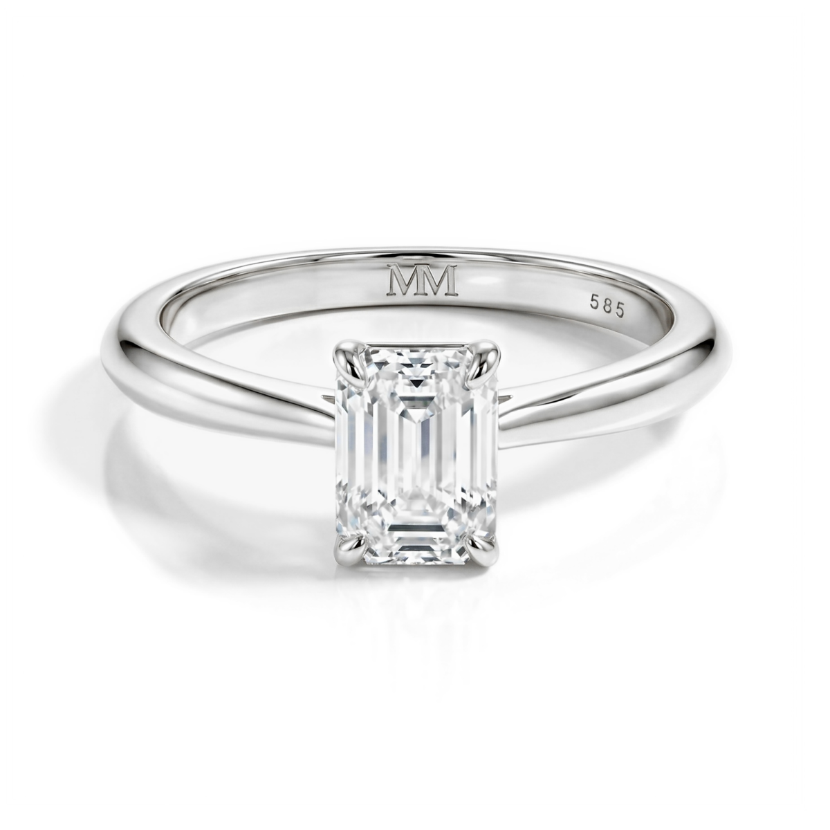 Elysium - Inel solitaire cu moissanit cu tăietură emerald | My Moissanite