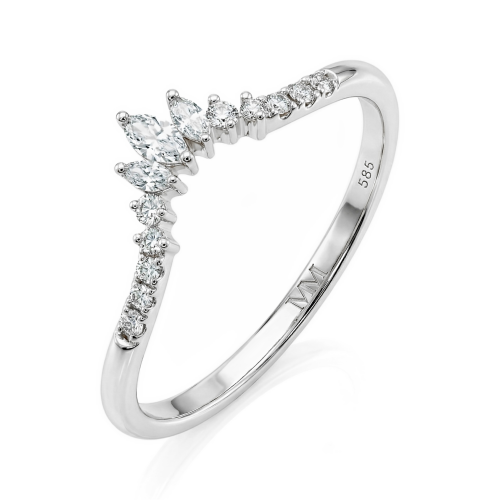 Serenella - Verighetă cu moissanite marquise și rotunde Serenella - Verighetă cu moissanite marquise și rotunde