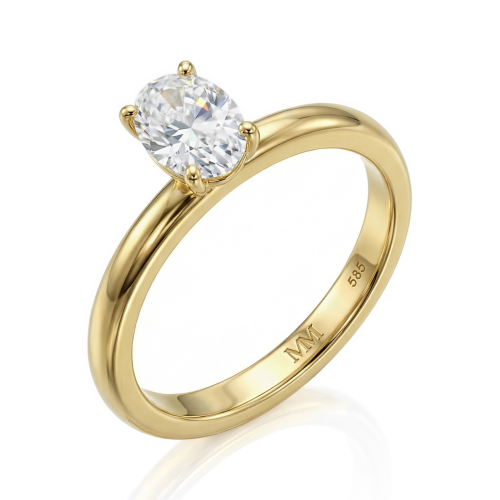 Ovalique - Inel de logodnă solitaire clasic cu moissanit oval