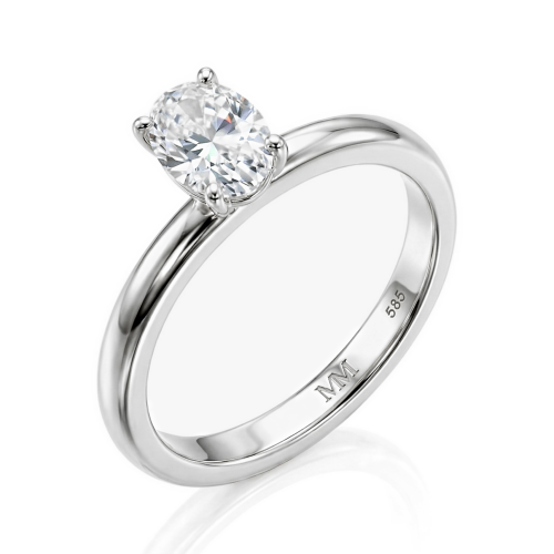 Ovalique - Inel de logodnă solitaire clasic cu moissanit oval