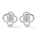 Vortexia - Cercei în formă de trifoi cu motiv floral și moissanite, cu strălucire dată de montura pavé