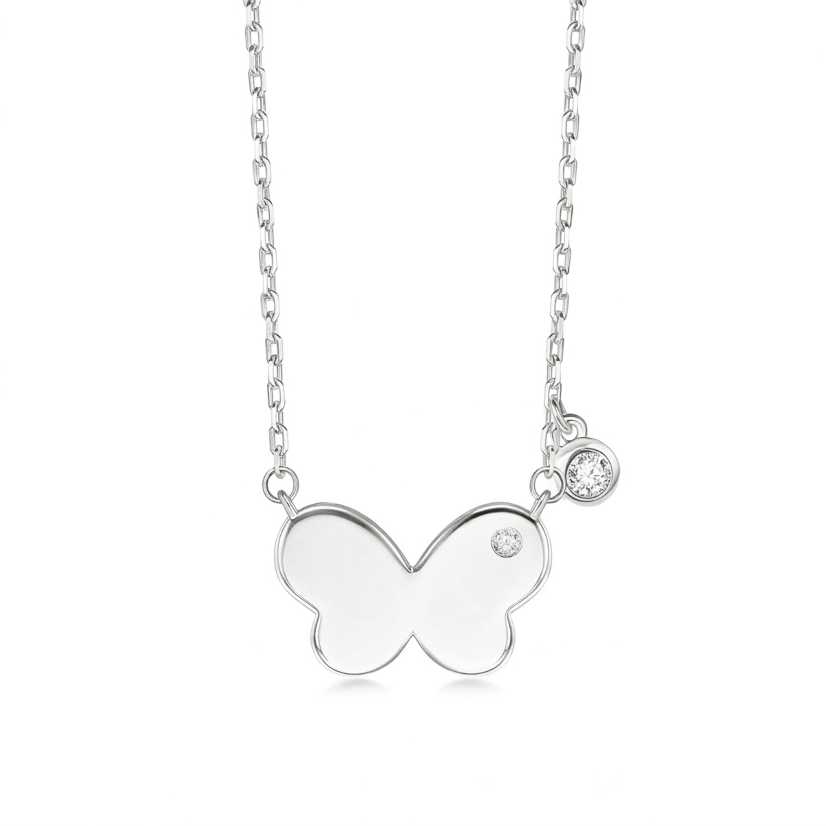 Papillia - Colier cu charm în formă de fluture și pietre decorative din moissanit