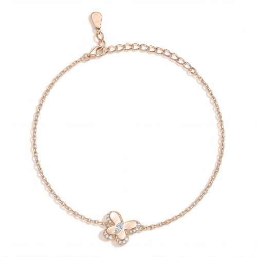 Bloomique - Brățară cu charm cu moissanit, motiv floral și accente strălucitoare