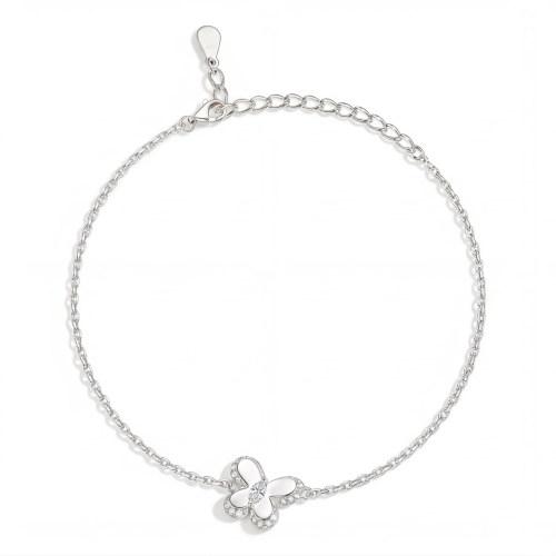 Bloomique - Brățară cu charm cu moissanit, motiv floral și accente strălucitoare