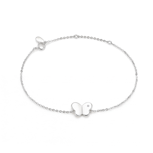 Papillon - Brățară cu charm fluture cu moissanit și lanț reglabil
