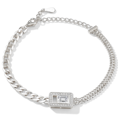 Verdura - Brățară cu moissanit cu tăietură emerald și design halo