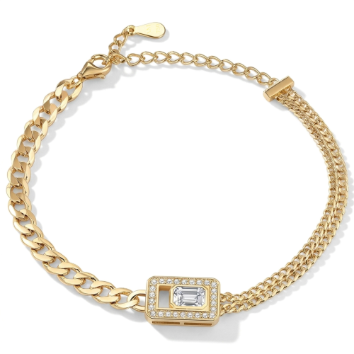 Verdura - Brățară cu moissanit cu tăietură emerald și design halo