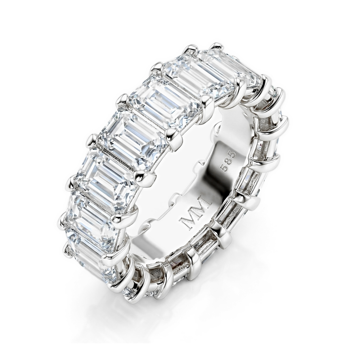 Eterna - Inel eternity cu moissanit cu tăietură emerald