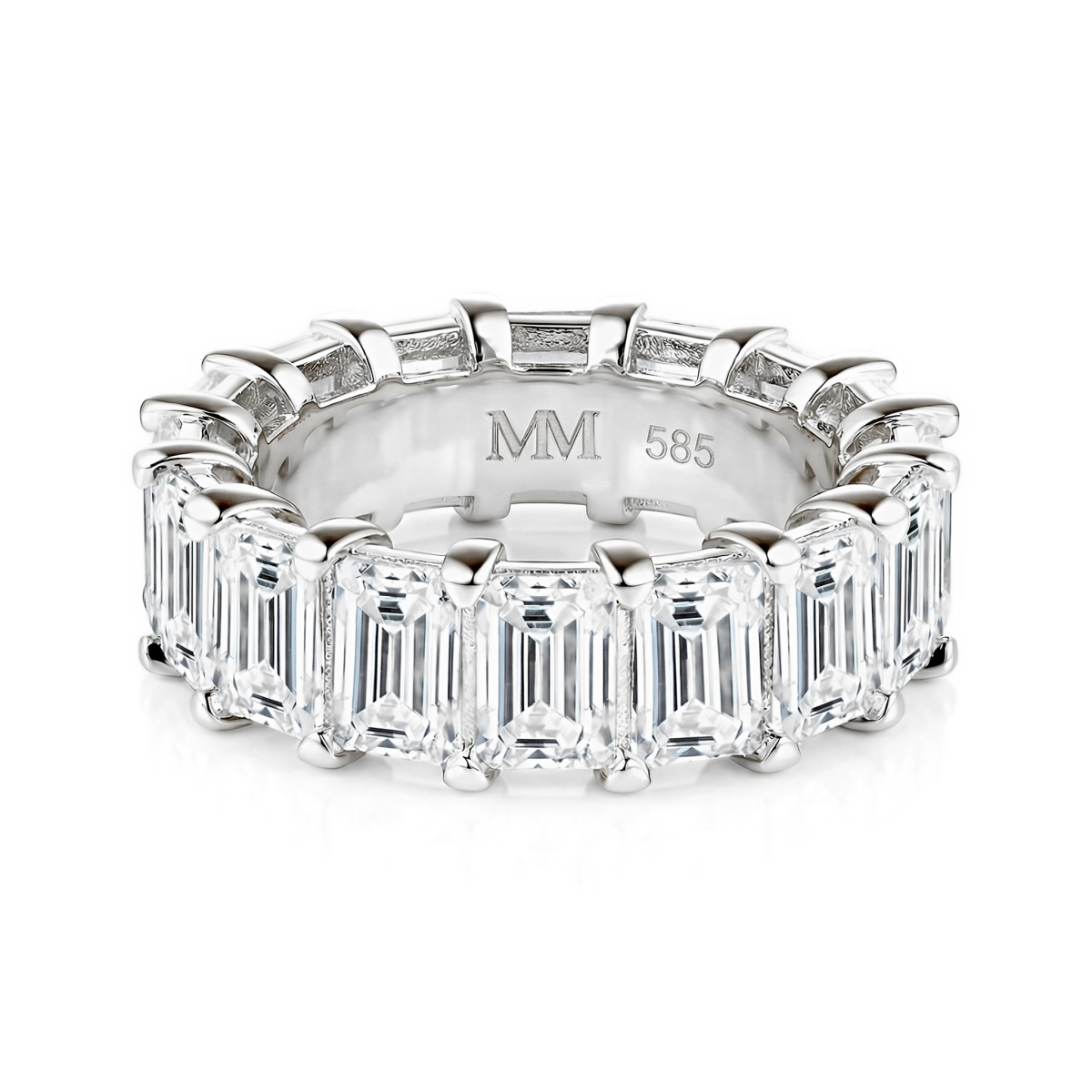 Eterna - Inel eternity cu moissanit cu tăietură emerald