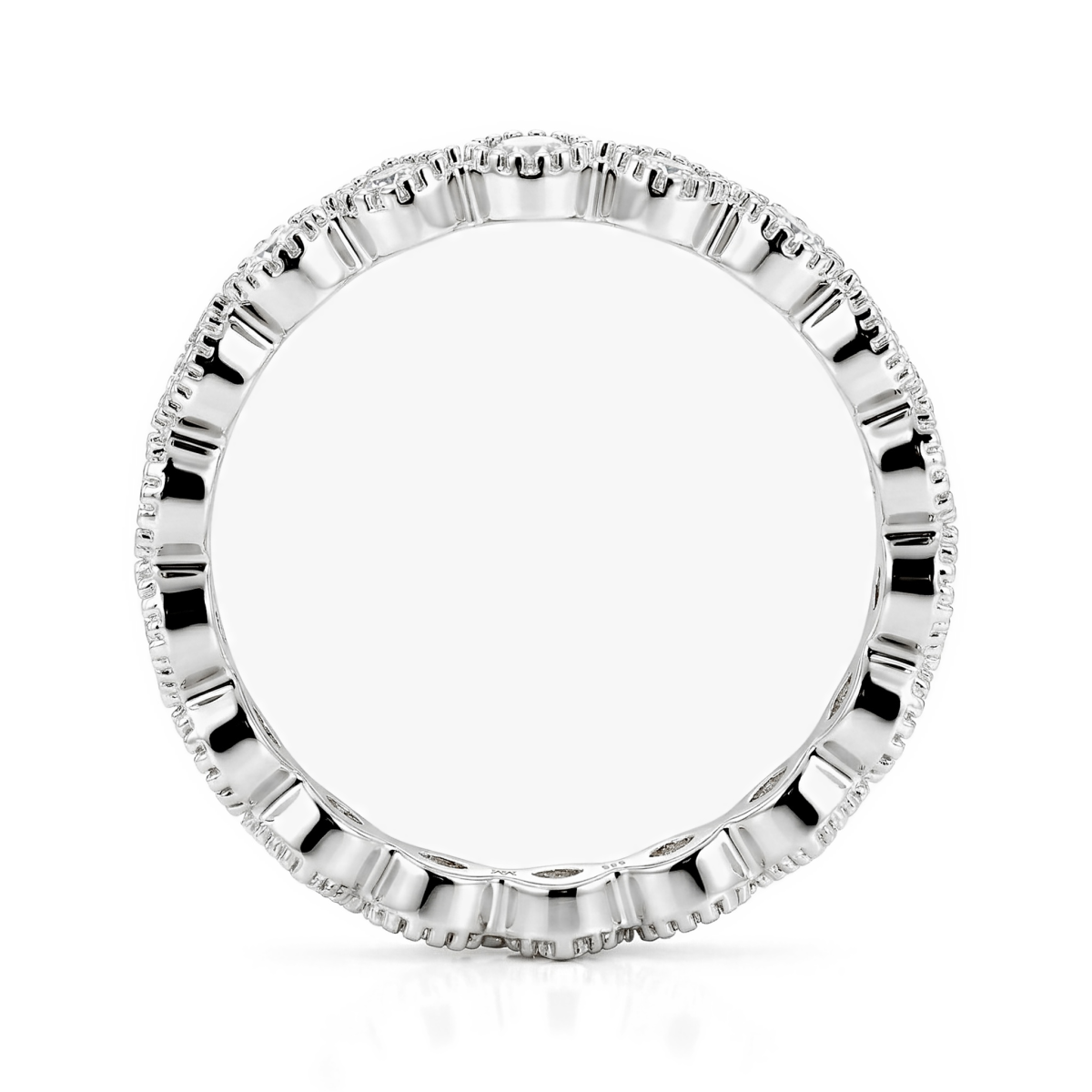 Verona - Inel eternity cu moissanite pătrate și rotunde, cu detalii milgrain