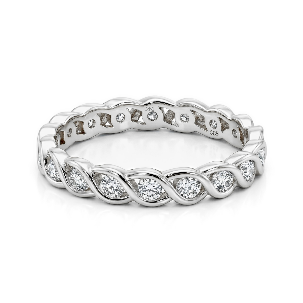 Celestine - Inel eternity răsucit cu moissanit în montură bezel