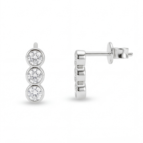 Tri-Bezel - Cercei cu șurub cu moissanit în montură bezel