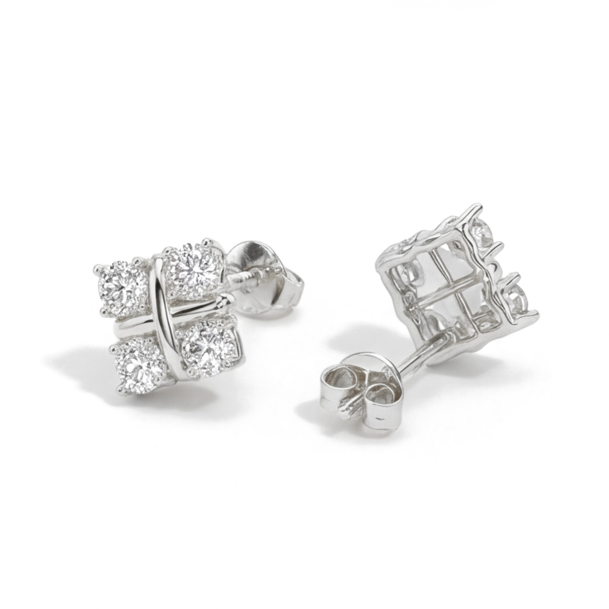 Moissanite Quadrants - Cercei cu șurub cu moissanit