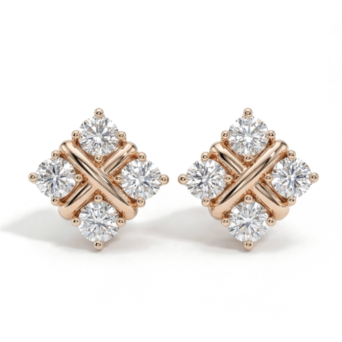 Moissanite Quadrants - Cercei cu șurub cu moissanit