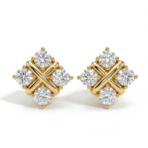 Moissanite Quadrants - Cercei cu șurub cu moissanit