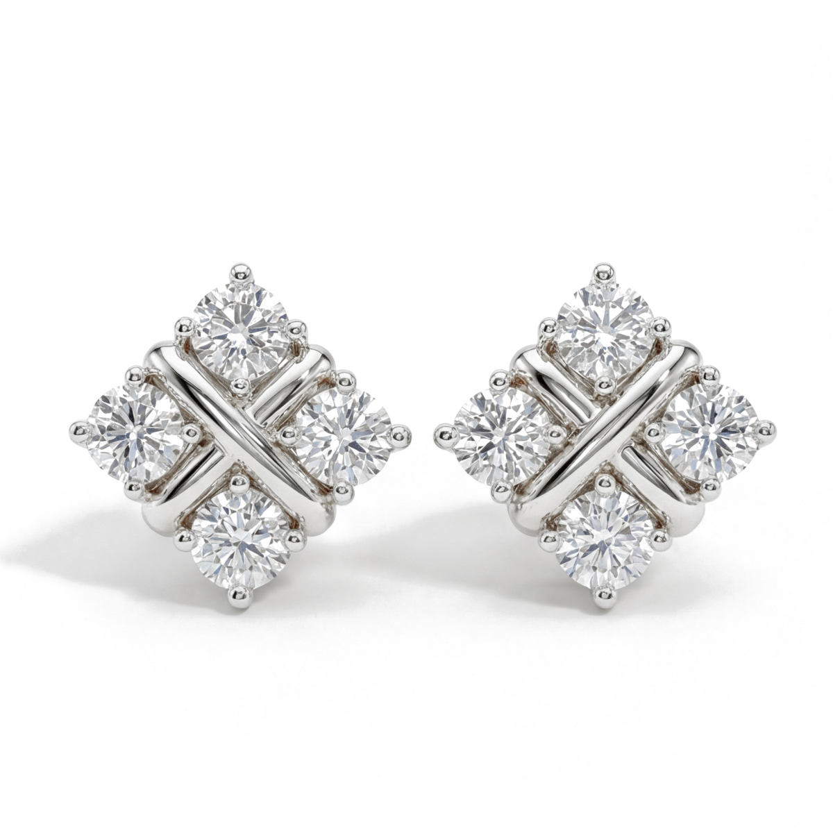 Moissanite Quadrants - Cercei cu șurub cu moissanit