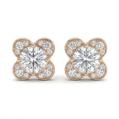 Moissanite Blooms - Cercei cu șurub cu moissanit