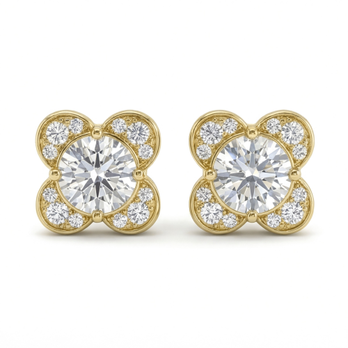Moissanite Blooms - Cercei cu șurub cu moissanit