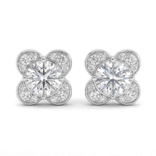 Moissanite Blooms - Cercei cu șurub cu moissanit