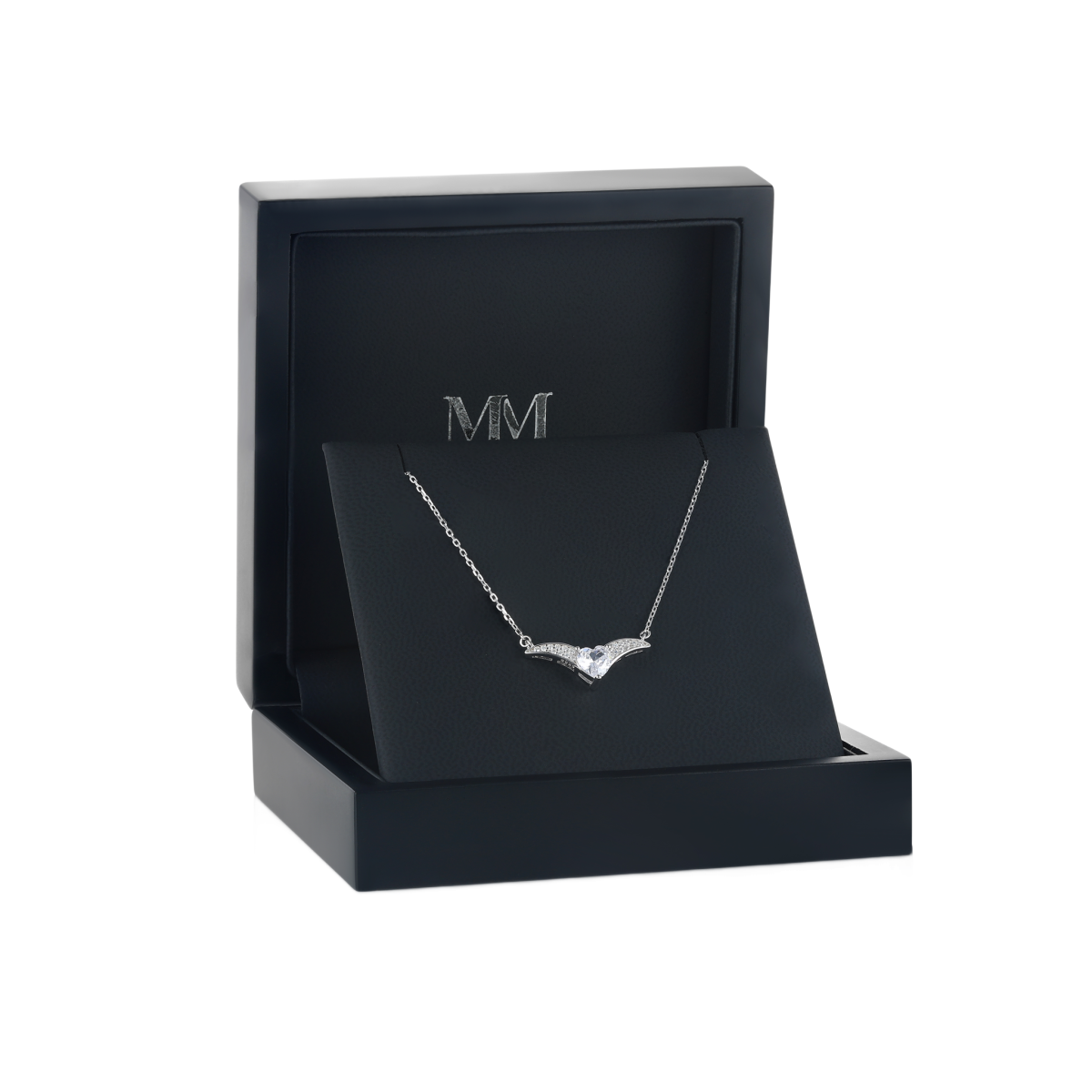 Vaneza - Colier elegant în formă de V, cu moissanit și accente pavé